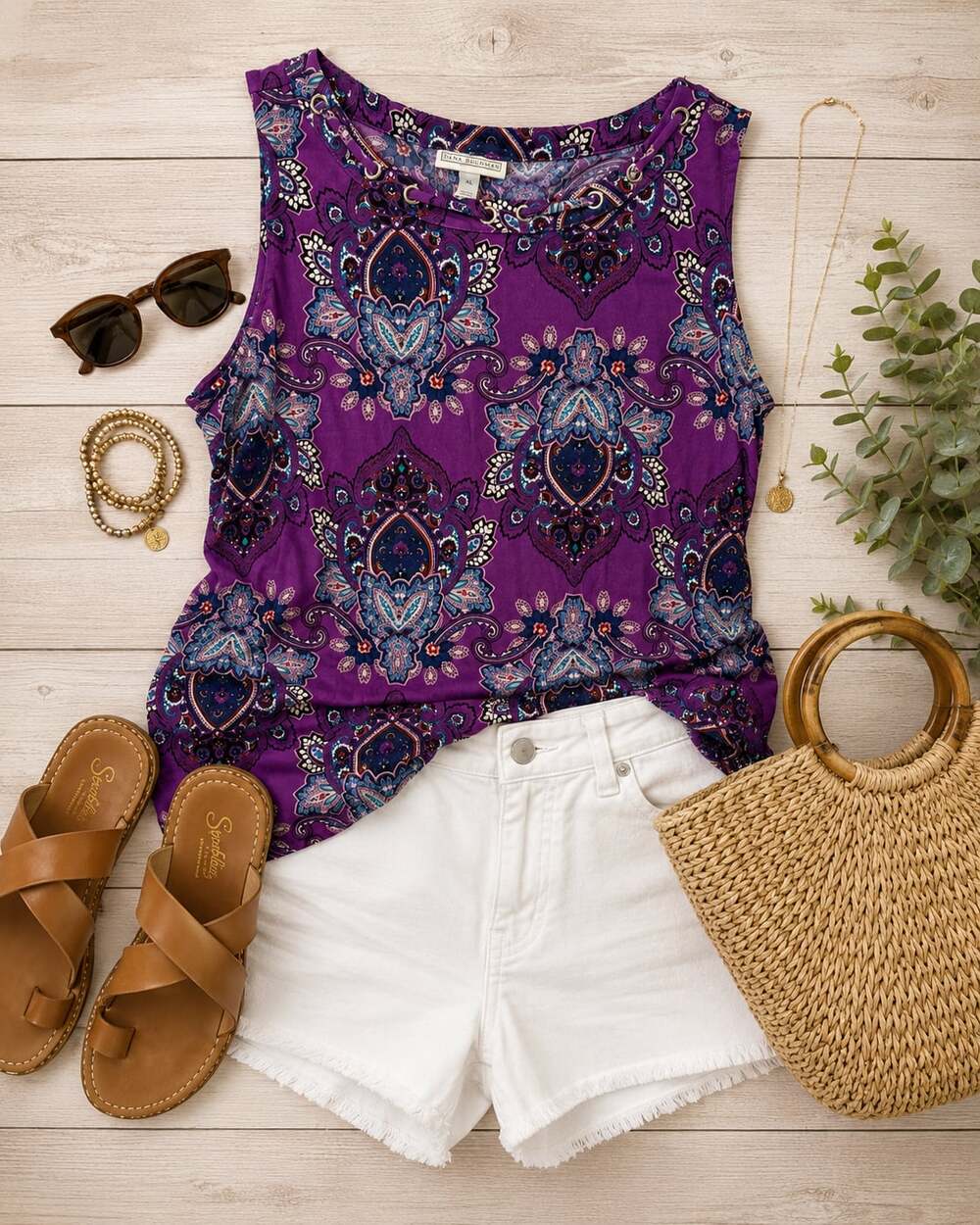 Dana Buchman Top Sz XL  purple paisley